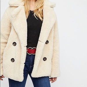 Cream Free People oversize teddy coat